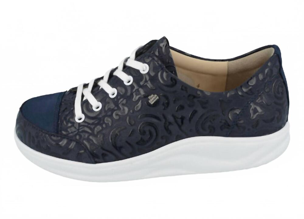 NEW FINN COMFORT women's ikebukuro soft sneakers in blue/atlantic arabesque/pata